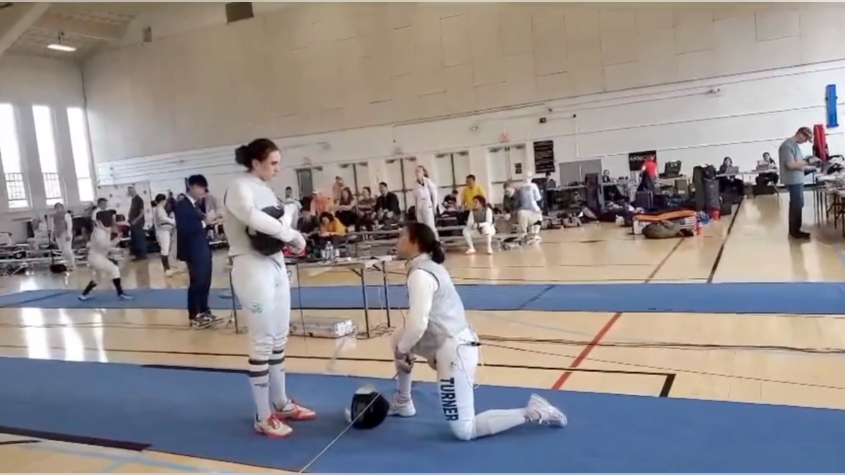 Redmond Sullivan addresses the fencer
